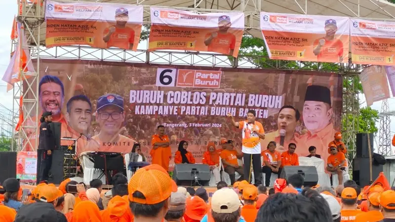 Presiden Partai Buruh, Said Iqbal, di Lapangan Kebang, Pasar Kemis, Kabupaten Tangerang, Sabtu (3/2/2024) (Istimewa)