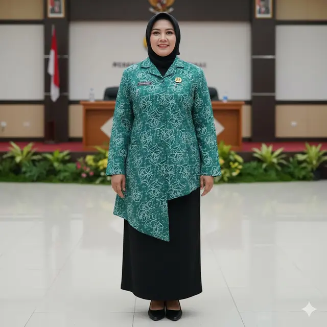 Seragam PKK Nasional dengan Desain Asimetris pada Bagian Bawah (Gemini AI)