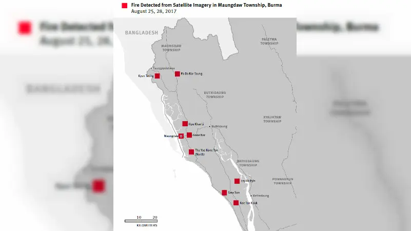 Laporan Human Rights Watch terkait dugaan desa yang dibakar oleh tentara Myanmar dan kelompok etnis/agama mayoritas di Rakhine (Human Rights Watch)