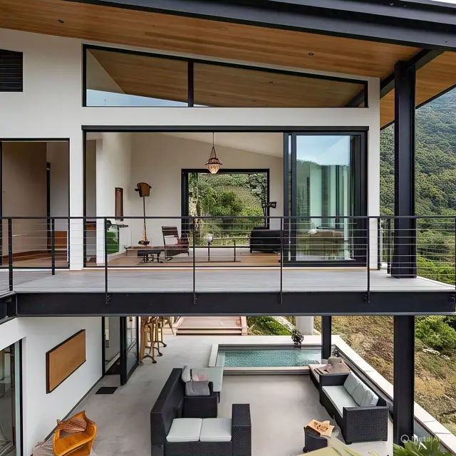 Rumah 2 Lantai Keren dengan Konsep Open Space dan Balkon Panoramik
