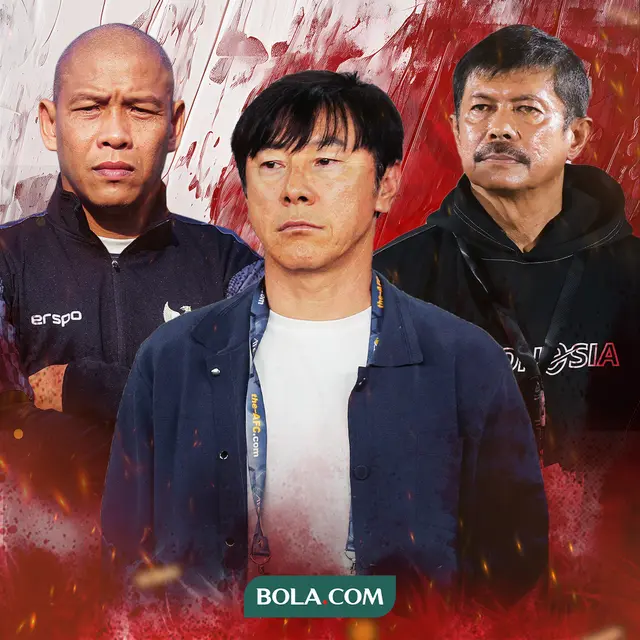 Ilustrasi - Pelatih Timnas Indonesia di 3 level berbeda: Nova Arianto, Shin Tae-yong, Indra Sjafri