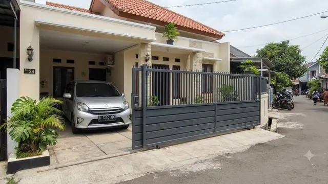 Inspirasi Pagar Geser untuk Rumah Tipe 36 dengan Carport 1 Mobil yang Aman dari Maling Model Penutup Setengah Bagian