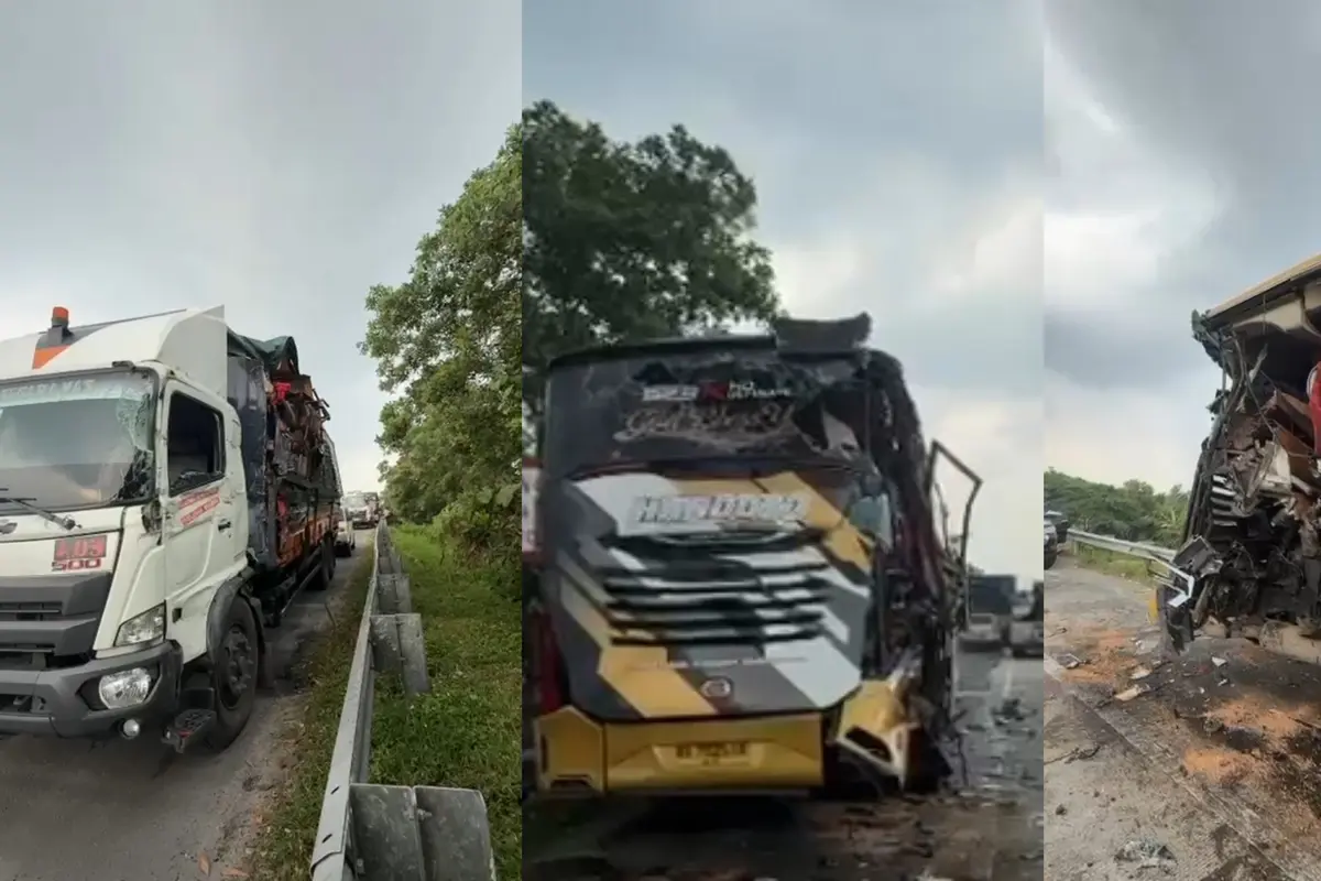 Truk Hino Tabrak Bus di Tol Lampung, 4 Penumpang Terluka, Satu Kritis