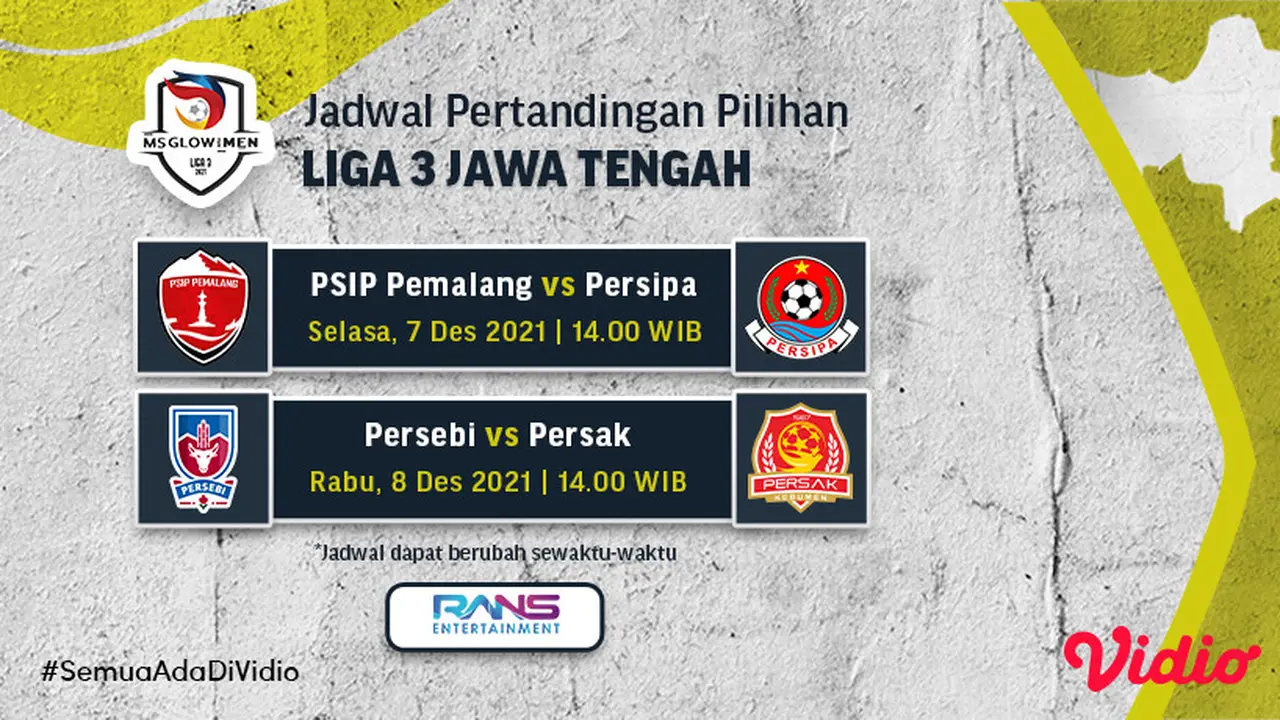 Link Live Streaming Liga 3 Jateng 2021 di Vidio Pekan Ini, 7-8 Desember 2021