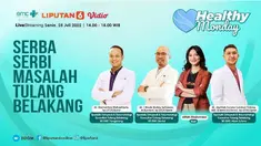 Healthy Monday kali ini membahas tema Serba Serbi MAsalah Tulang Belakang dengan narasumber, dr. Jephtah Furano Lumban Tobing, dr. Harmantya Mahadhipta dan dr. I Made Buddy Setiawan.