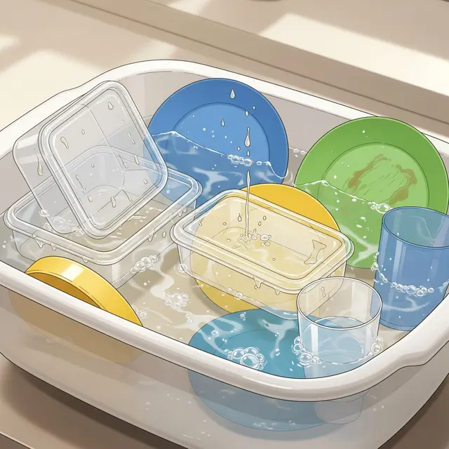 Ilustrasi peralatan dapur berbahan plastik (Image by Gemini AI)