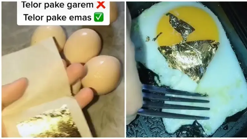 Viral, Wanita Ini Masak Mie Goreng dan Telur Pakai Lembaran Emas 24 Karat