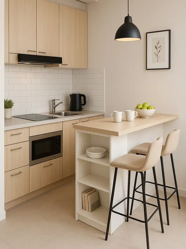 Inspirasi Dapur Kecil dengan Mini Bar (Image by ChatGPT)