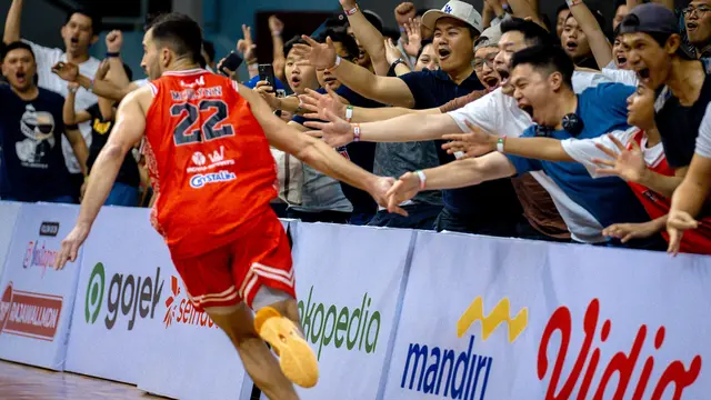 Selebrasi pemain Rajawali Medan saat taklukan Satria Muda di IBL 2024