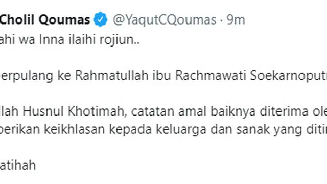 Rachmawati Soekarnoputri Meninggal Dunia, Warganet: Innalillahi, Semoga Diberi Tempat Terbaik