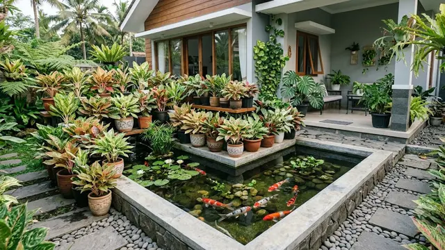 6 Inspirasi Kebun Aglaonema di Sekitar Kolam Minimalis, Estetik dan Menenangkan