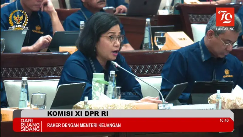 Menteri Keuangan Sri Mulyani Indrawati dalam Rapat Kerja dengan Komisi XI DPR RI, Rabu (21/8/2024)