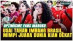 Suporter Maroko merayakan hasil imbang 1-1 melawan Brasil pada laga Grup C Piala Dunia 2026 di MetLife Stadium. Dari Rabat, para pendukung Atlas Lions memuji performa tim dan yakin Maroko mampu melangkah lebih jauh pada turnamen tahun ini.