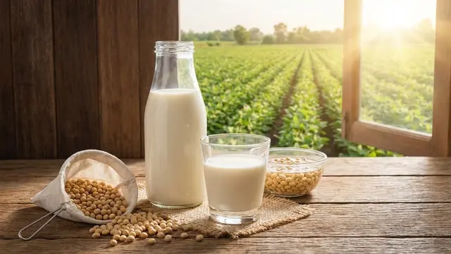 Ilustrasi Susu Kedelai, Minuman yang Mengandung Kolagen/Gemini AI