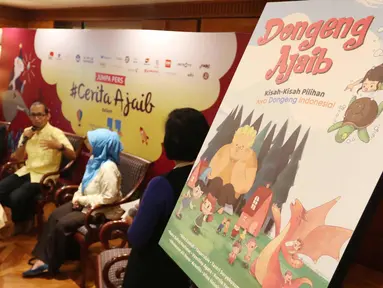 Suasana jumpa pers Festival Dongeng International 2017, Jakarta, Jumat (27/10). Festival ini akan diselenggarakan di Perpustakan Nasional pada 4-5 november yang akan melibatkan 50 pendongeng dari luar dan dalam negeri. (Liputan6.com/Angga Yuniar)