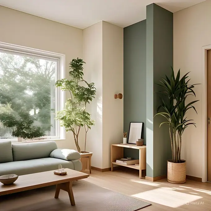 Inspirasi Cat Rumah Dua Warna Minimalis Hijau Sage dan Cream