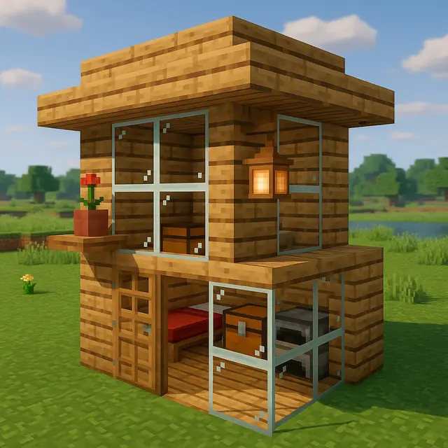 Contoh Ilustrasi Minecraft Gambar Rumah (Foto: ChatGPT)