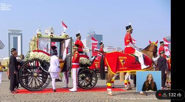 Kereta Kencana Ki Jaga Rasa membawa Sang Saka Merah Putih dari Monas ke Istana Merdeka Jakarta.