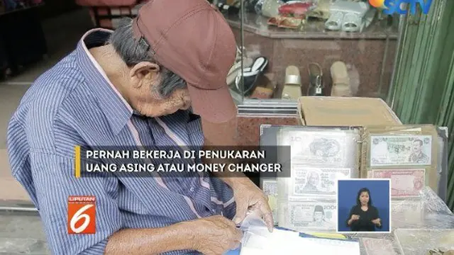 Seorang kakek berusia 80 tahun tak pantang menyerah jalani hidup dengan menjajalan uang kuno di depan emperan toko Pasar Baru.