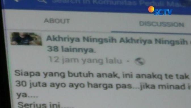 Ayah Jual Anak Di Facebook Mengaku Bercanda News Liputan6 Com