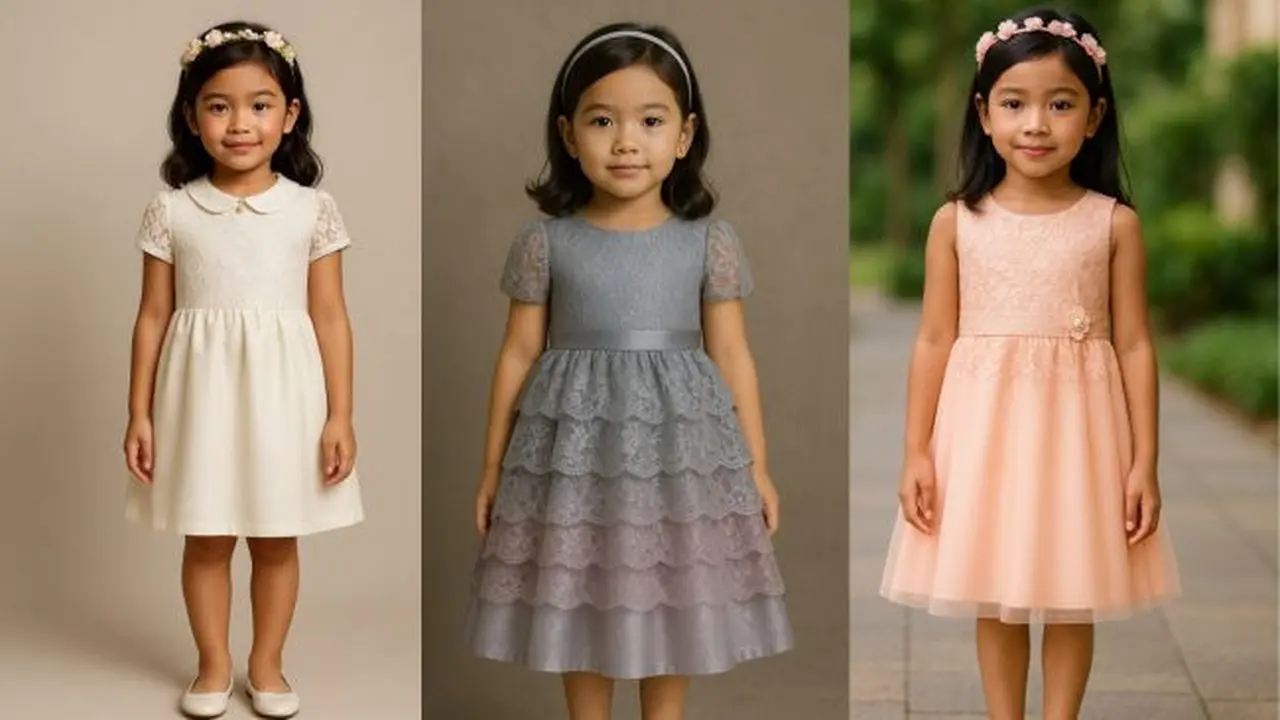 Model Baju Anak Dress A-Line Kombinasi Brokat-Satin (Foto: ChatGPT)