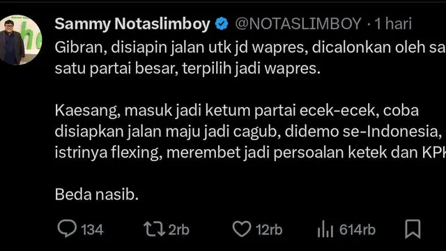Sammy Notaslimboy. (Dok. X @NOTASLIMBOY).