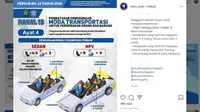 Begini Peraturan Wajib Penggunaan Kendaraan Pribadi di Jalan (Instagram)