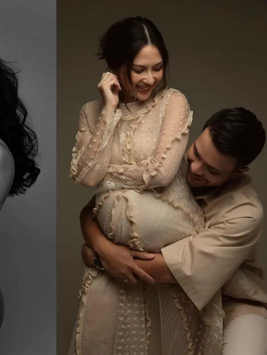 Dengan nuansa nude, Jessica Mila tampil begitu manis dan kompak dengan sang suami. [Foto: Instagram/ Jessica Mila]