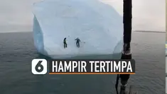 Pengalaman pahit untuk dua pendaki gunung ini. Karena hampir saja mereka tertimpa bongkahan es. Beruntungnya mereka selamat atas insiden ini.