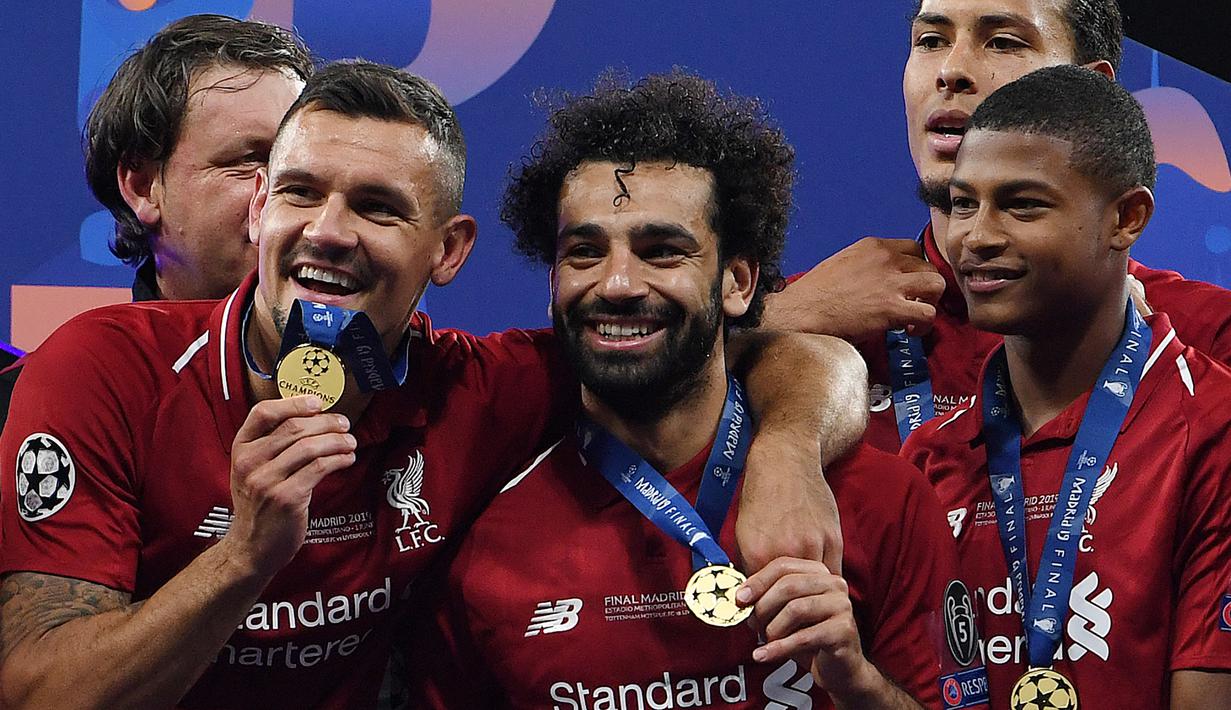 Dejan Lovren (kiri). Bersama Liverpool berhasil mengalahkan Tottenham Hotspur 2-0 dalam partai final Liga Champions 2018/2019 di Wanda Metropolitano Stadium, Madrid, 1 Juni 2019. (AFP/Paul Ellis)