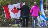 Tugu peringatan korban penembakan massal di Nova Scotia, Kanada. Tragedi berdarah yang berakhir pada 19 April 2020. (AP)