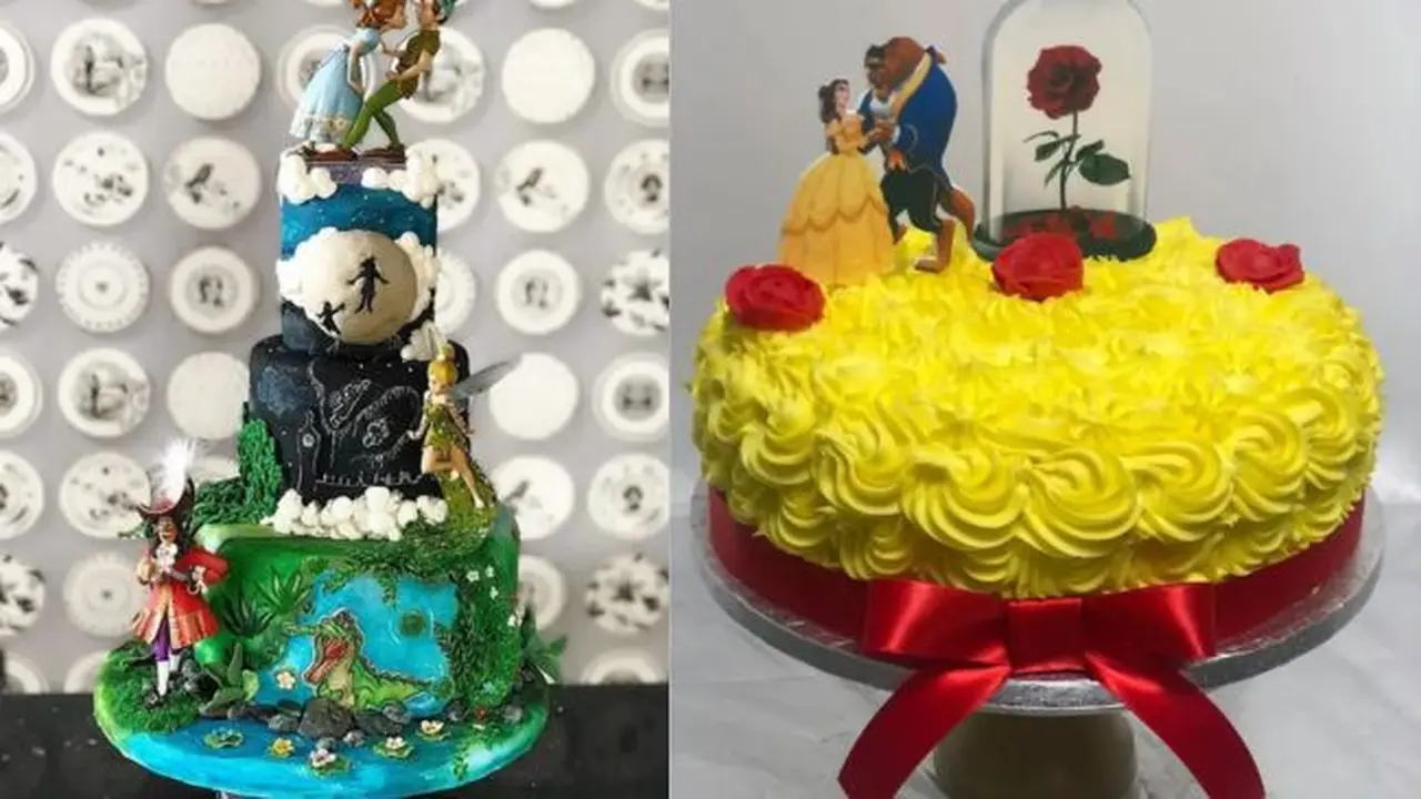 Desain kue ulang tahun bertema karakter film disney dari Peter Pan hingga Beauty and The Beast (credit: cake disney/pinterest/Shirley McLaughlin dan www.cakesbybella.com)