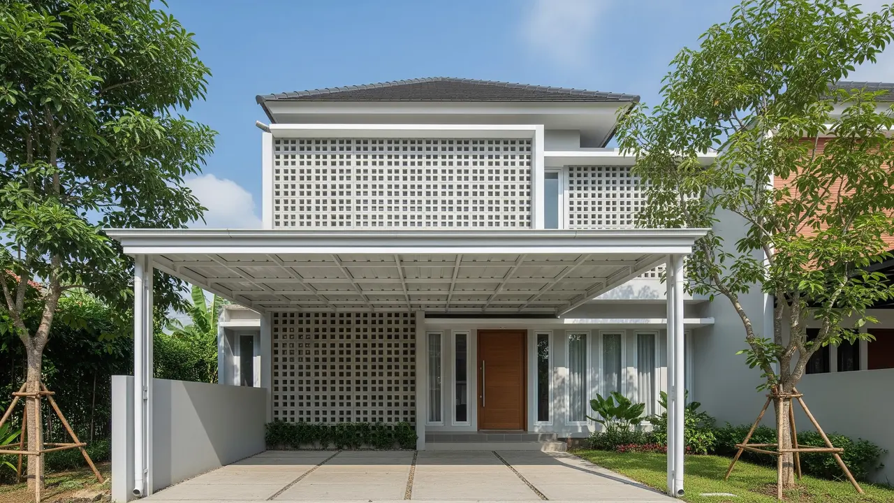 Ide Kombinasi Roster dan Kanopi Baja Ringan untuk Rumah Modern