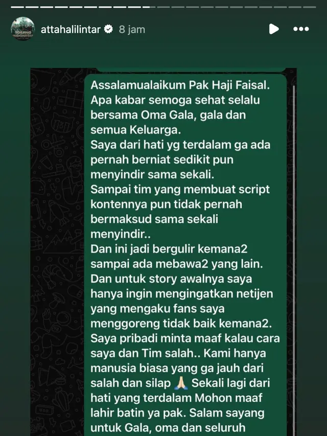 Unggahan Atta Halilintar. (Foto: Dok. Instagram @attahalilintar)