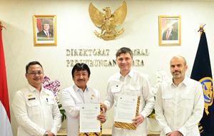 Kementerian Perhubungan (Kemenhub) menandatangani Annex V, kerja sama kerja sama teknis penerbangan sipil dengan Direction Generale de l’Aviation Civile (DGAC), Prancis. (Foto: Kemenhub)