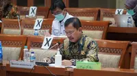 Menteri Kesehatan RI Terawan Agus Putranto dan jajaran hadiri rapat kerja dengan Komisi IX DPR RI di Gedung Nusantara DPR RI, Jakarta membahas RKA K/L 2021 pada 3 September 2020. (Kementerian Kesehatan RI)