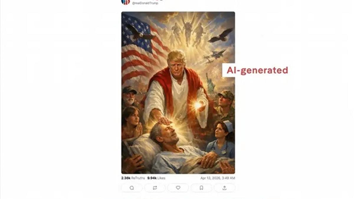 Trump unggah gambar AI dirinya bergaya Yesus — lalu langsung hapus setelah menuai reaksi keras. #Trump #Kontroversi