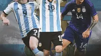 Ilustrasi - Julian Alvarez, Lionel Messi, Enzo Fernandez Argentina (Bola.com/Bayu Kurniawan Santoso)