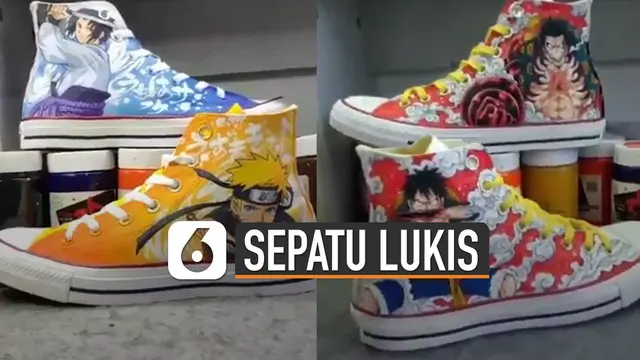 Tokoh-tokoh kartun anime biasanya hanya bisa dilihat di layar kaca televisi. Tetapi pria ini membuat ide kreatif melukis sepatu dengan tokoh-tokoh kartun anime.