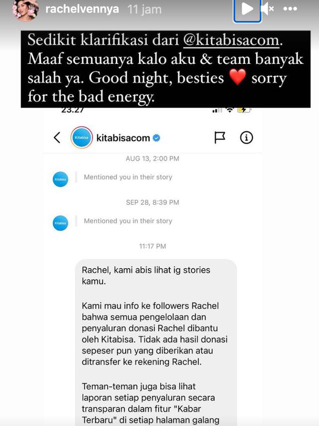 Unggahan Rachel Vennya. (Foto: Instagram @rachelvennya)