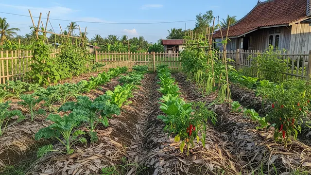 Cara Membuat Kebun Sayur yang Mendapat Mulsa Gratis dari Daun Kering di Pekarangan