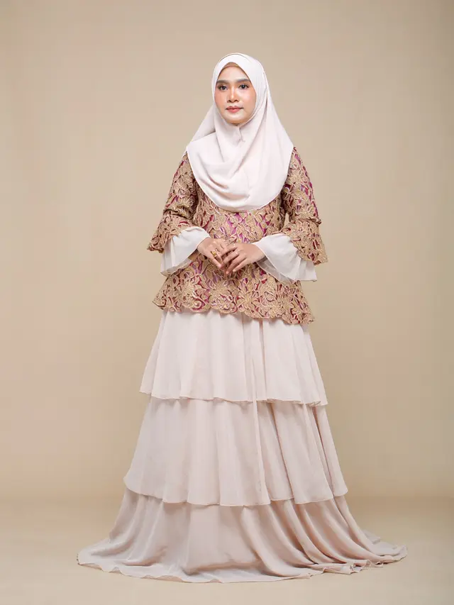 Gamis Brokat Kombinasi Sifon Modern 2025