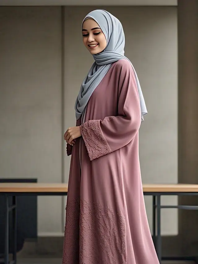 Gamis A-Line Warna Mauve (Dusty Pink)