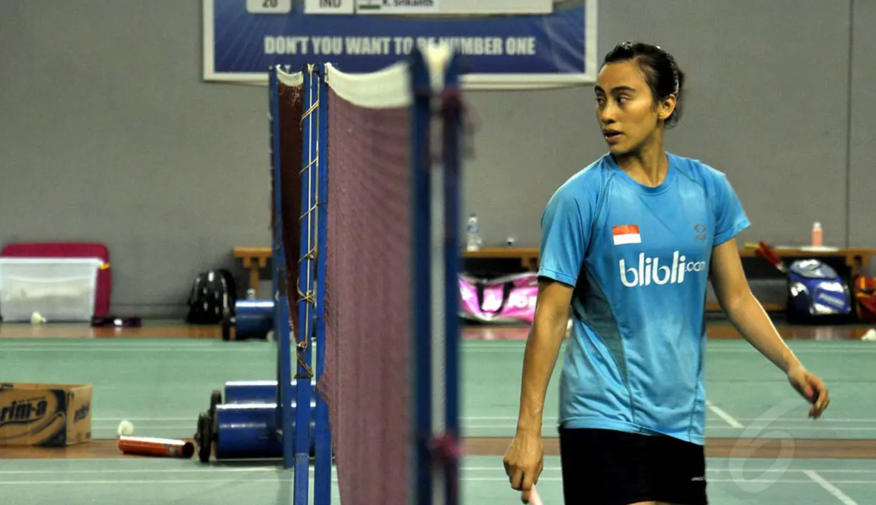 Bersama Linda Wenifanetri, Bellaetrix Manuputty akan berlaga di kelas Tunggal Putri BWF World Championships 2014 di Kopenhagen, Denmark pada 25-31 Agustus 2014 mendatang, (13/8/2014). (Liputan6.com/Miftahul Hayat)