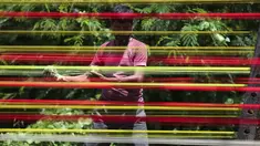 Pekerja membuat benang berwarna untuk menerbangkan layang-layang di Jammu, India, (3/8/2021). Permintaan benang ini meningkat pada bulan Agustus ketika orang-orang di India utara menerbangkan layang-layang dan puncaknya pada Hari Kemerdekaan, yang jatuh pada 15 Agustus (AP Photo/Channi Anand)