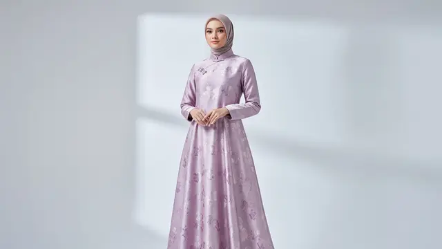 Cheongsam Pastel dengan Motif Floral Lembut