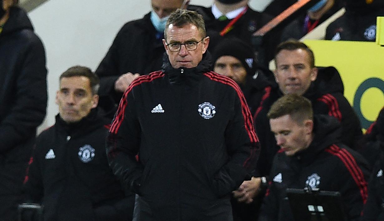 Skor 1-0 bertahan hingga laga usai. Kemenangan tersebut disambut ketidakpuasan Ralf Rangnick selaku juru taktik Manchester United. Ia menilai pasukannya belum tampil maksimal dan membuat kesalahan-kesalahan mencolok di babak kedua. (AFP/Daniel Leal)