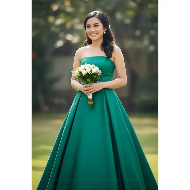 Model Baju Bridesmaid Emerald Green Ball Gown