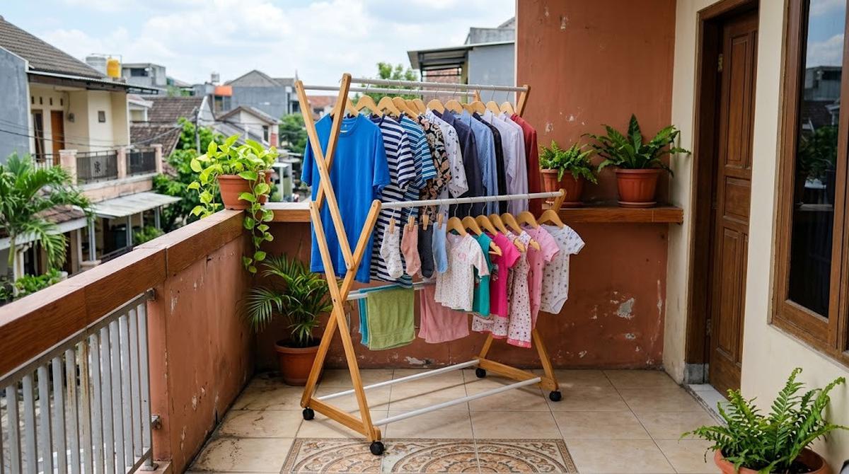 Ide Jemuran untuk Rumah Kontrakan Tanpa Halaman/AI Generated