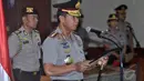 Kapolri Jenderal Sutarman saat memimpin acara pelantikan dan sertijab Kapolda di Mabes Polri, Jakarta, Jumat (9/1/2015). (Liputan6.com/Miftahul Hayat)